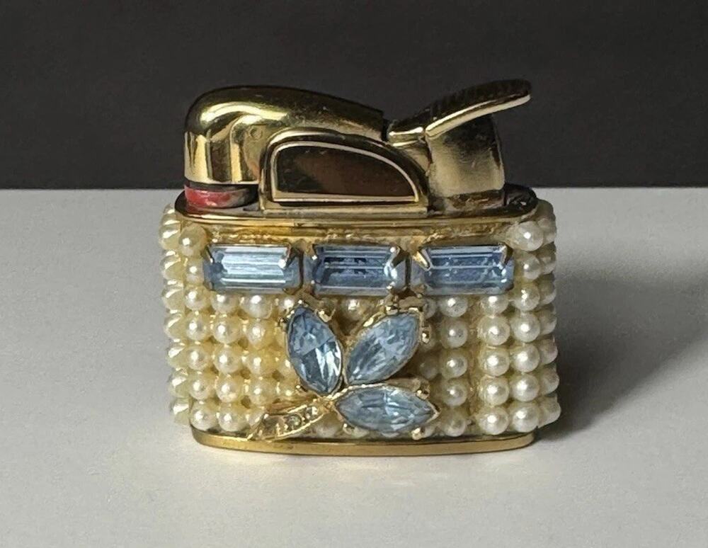NOS Mint Wiesner of MiamiPearl Rhinestone TrickettesLighter Vintage 1950s